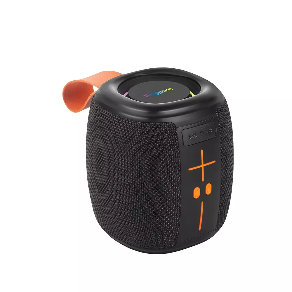 FINGERS Portable Speaker 8 W Output Power 1200 mAh Battery Capacity 10 m Wireless Range Bluetooth v5.3 Wireless Protocol Rich Black Color, SoundNugget-BT6
