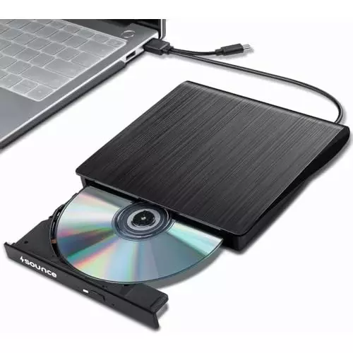 PremiumAV External DVD Drive USB 3.0 & Type-C CD/DVD Burner for Laptop, PC, MacBook, Desktop, Windows, Linux, Mac OS Black
