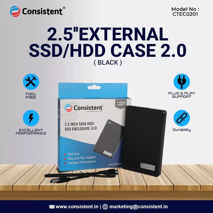 Consistent Portable External Hard Disk With Data linex1 USB 2.0 SATA 63 mm (2.5 inch) Form Factor Black