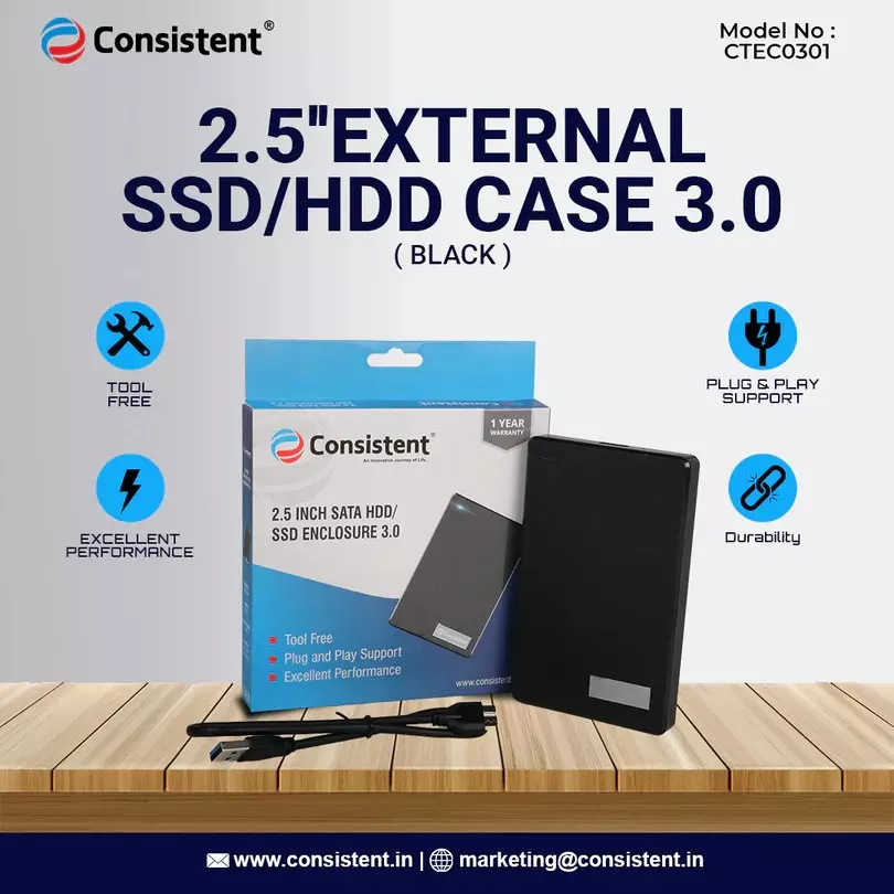 Consistent Portable External Hard Disk With Data linex1 USB 3.0 SATA 63 mm (2.5 inch) Form Factor Black
