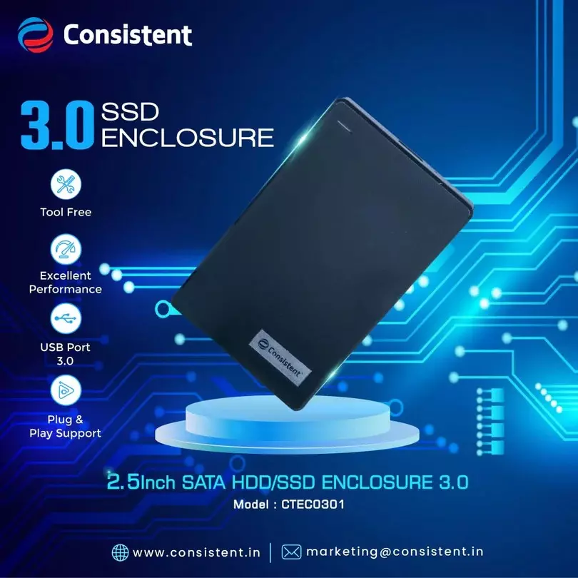 Consistent Portable External Hard Disk With Data linex1 USB 3.0 SATA 63 mm (2.5 inch) Form Factor Black