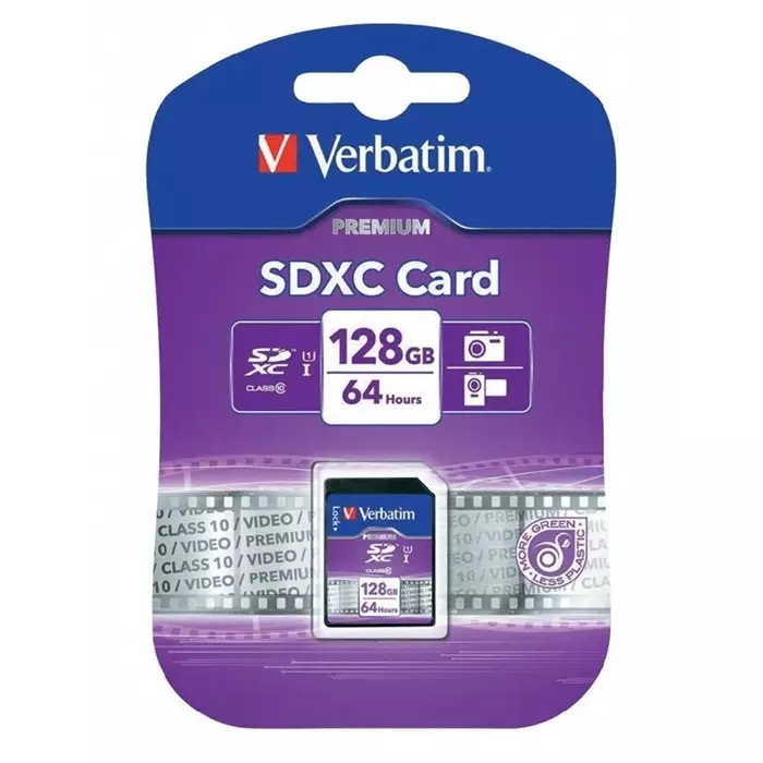 Verbatim 128 GB SDXC SD Card Class 10 UHS-1 U1, 44025