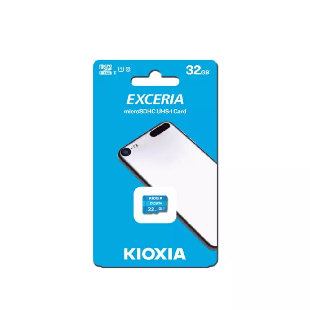 KIOXIA EXCERIA MicroSD Memory Card 32 GB Storage Up to 100 MB/s Read Speed Blue for Camera, Personal Computer, Smartphone, Tablet