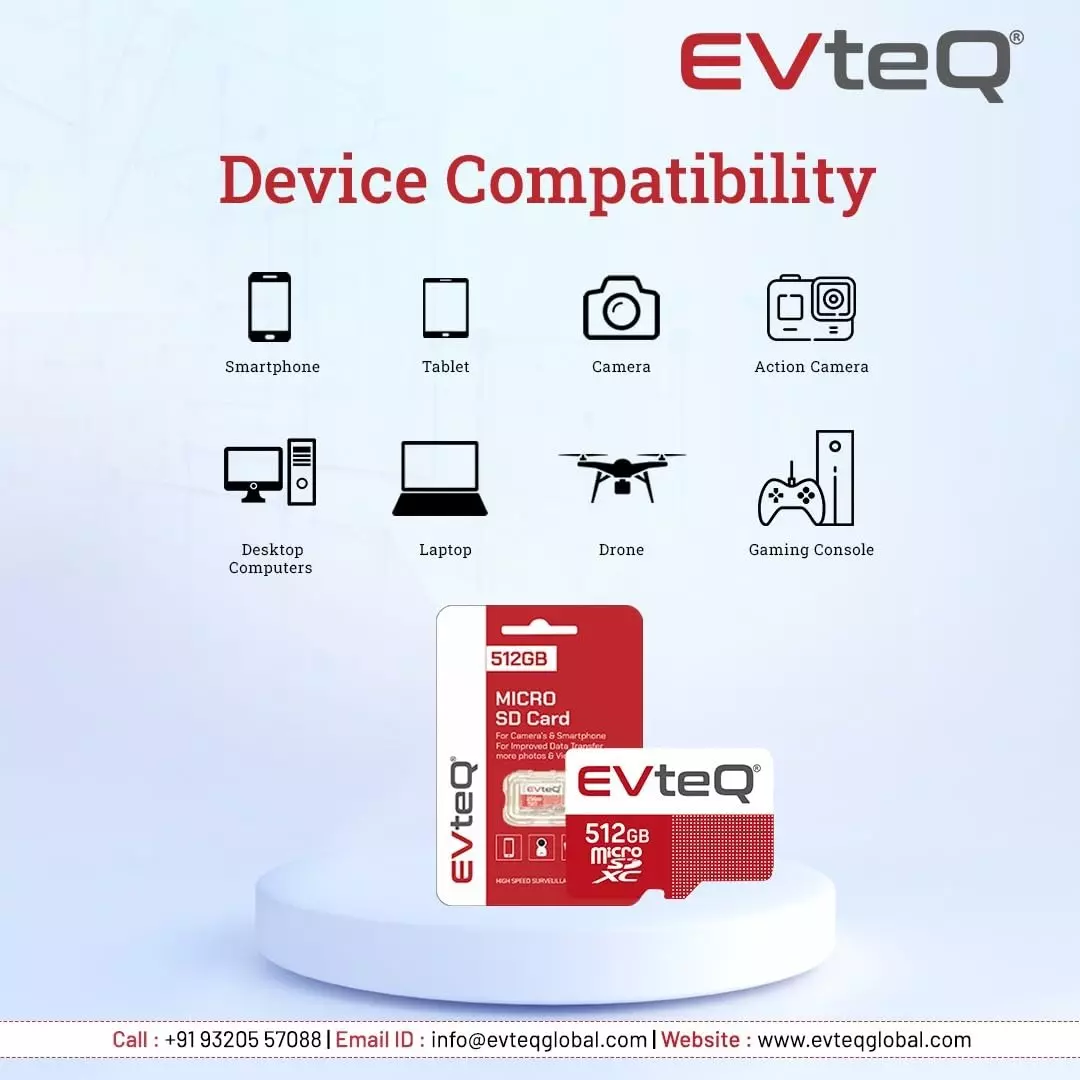 EVTeq MicroSDXC 512 GB Storage Capacity Up to 100 MB/s High-Performance Data Transfer, 4K Video Recording, EV MSD 512 GB-2