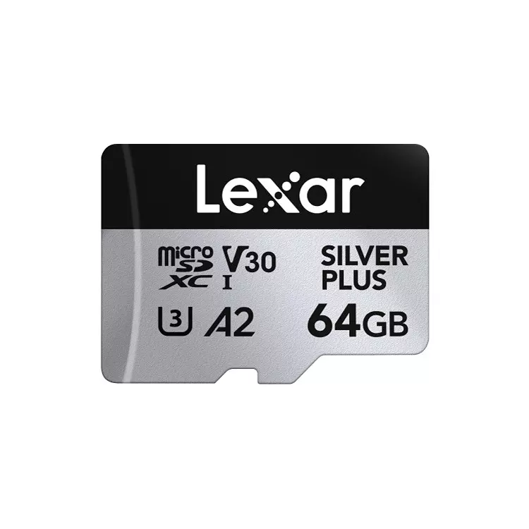Lexar High-Performance microSDXC Memory Card 64 GB UHS-I with SD Adapter, SILVER PLUS
