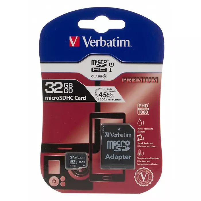 Verbatim 32 GB MicroSDHC Micro SD Card Class 10 UHS-1 U1, 44083