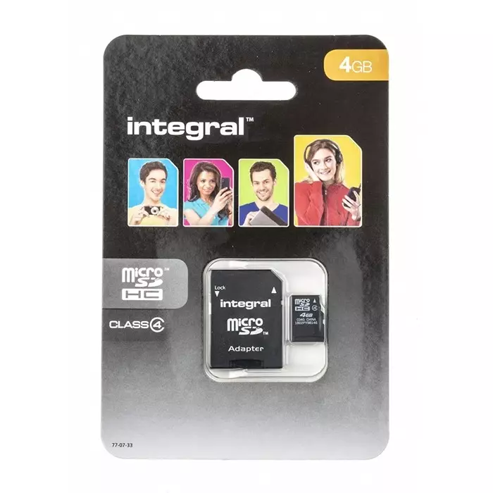 Integral Memory 4 GB MicroSDHC Micro SD Card Class 4, INMSDH4G4V2