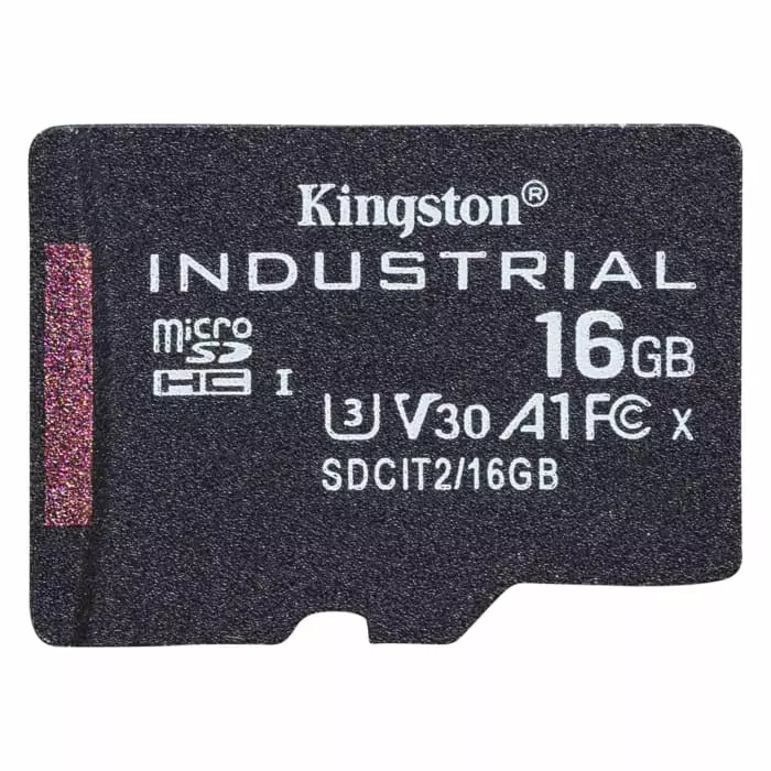 Kingston 16 GB Industrial MicroSDHC Micro SD Card, Class 10, UHS-I, U3, V30, A1, SDCIT2/16GBSP