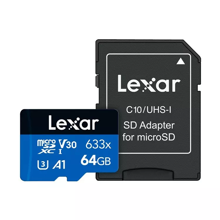 Lexar High-Performance microSDXC Memory Card 64 GB UHS-I with SD Adapter, 633x