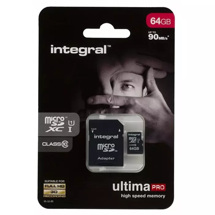 Integral Memory 64 GB MicroSDXC Micro SD Card Class 10, INMSDX64G10-90U1