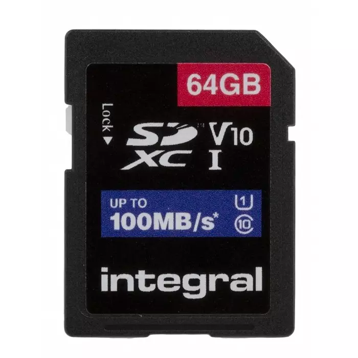 Integral Memory 64 GB SDXC SD Card Class 10 UHS-1 U1, INSDX64G-100V10