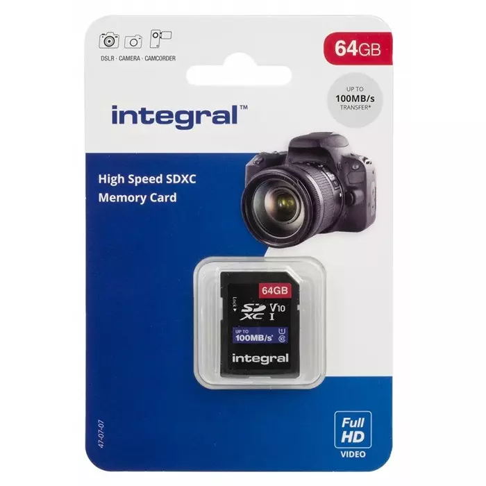Integral Memory 64 GB SDXC SD Card Class 10 UHS-1 U1, INSDX64G-100V10