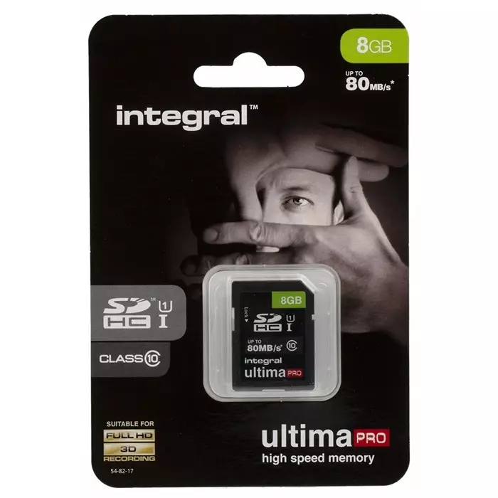 Integral Memory 8 GB SDHC SD Card Class 10 UHS-1 U1, INSDH8G10-80U1