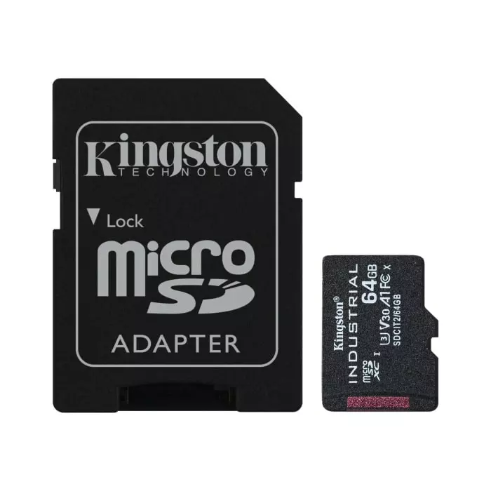Kingston 64 GB Industrial MicroSDXC Micro SD Card, Class 10, UHS-I, U3, V30, A1, SDCIT2/64GB