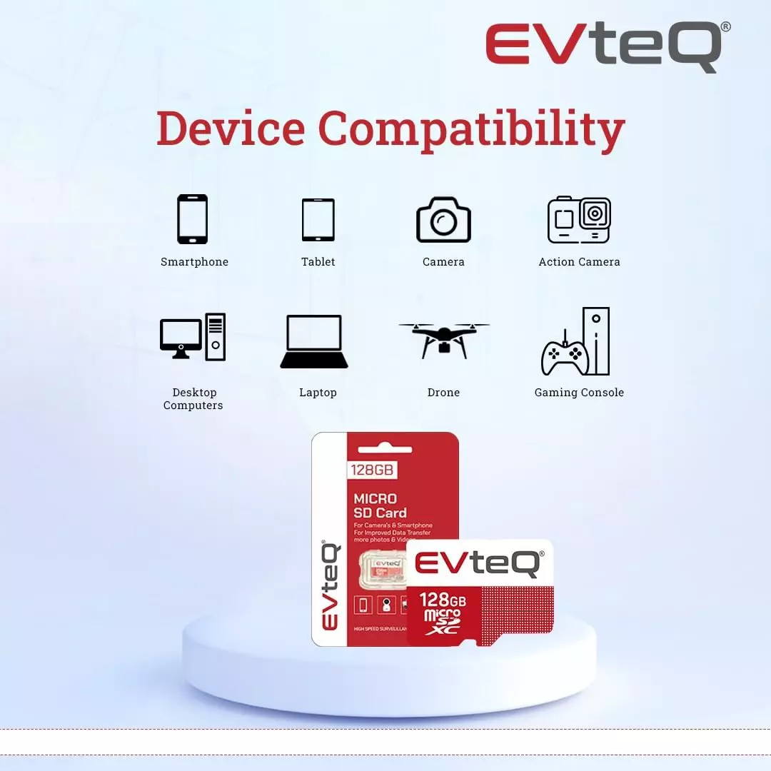 EVTeq MicroSDXC 128 GB Storage Capacity Read Speed Up to 100 MB/s High-Performance Data Transfer, 4K Video Recording, EV MSD 128 GB-2