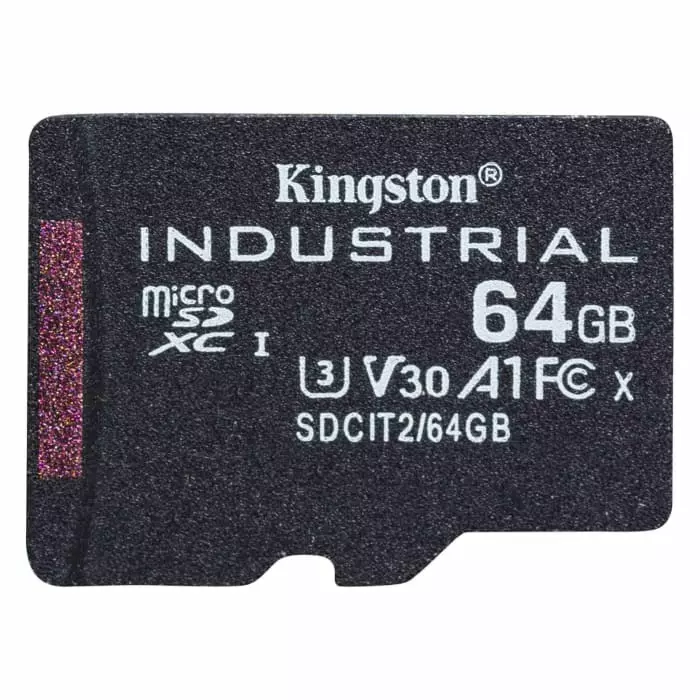 Kingston 64 GB Industrial MicroSDXC Micro SD Card, Class 10, UHS-I, U3, V30, A1, SDCIT2/64GBSP