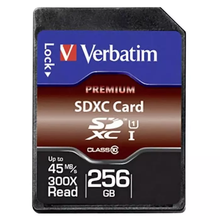 Verbatim 256 GB SDXC SD Card Class 10 UHS-1 U1, 44026