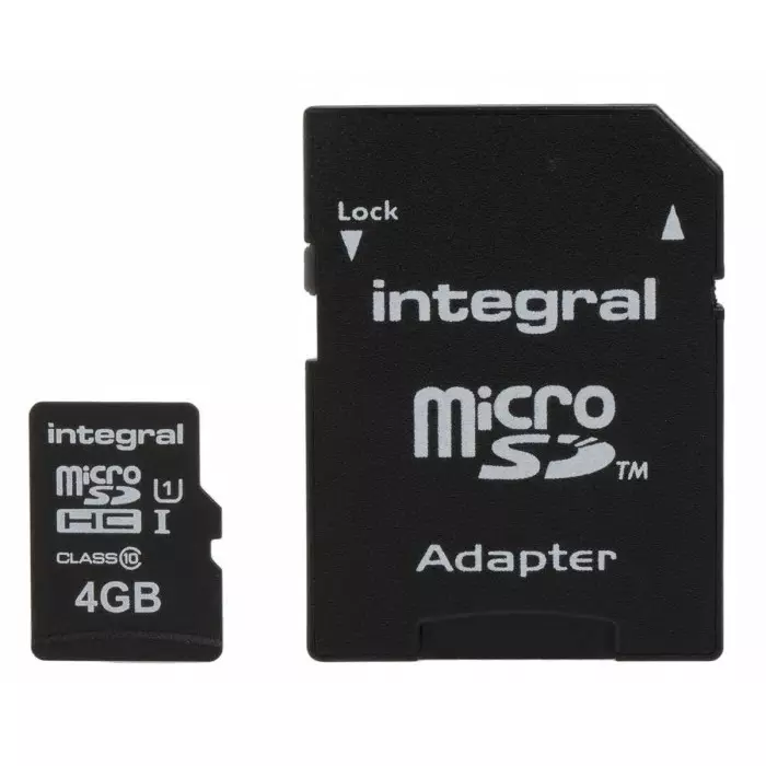 Integral Memory 4 GB MicroSDHC Micro SD Card Class 10, INMSDH4G10-20V2