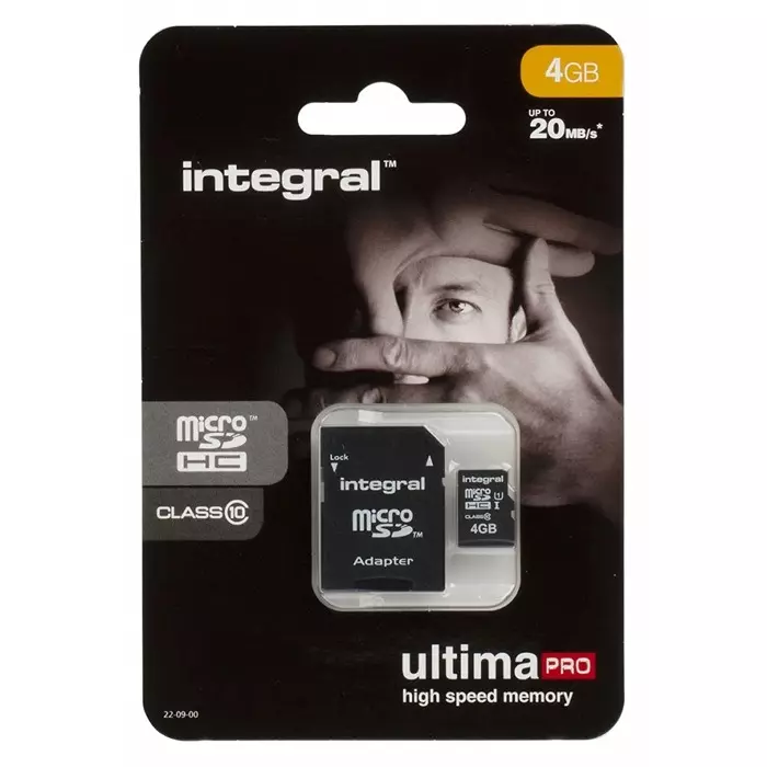 Integral Memory 4 GB MicroSDHC Micro SD Card Class 10, INMSDH4G10-20V2