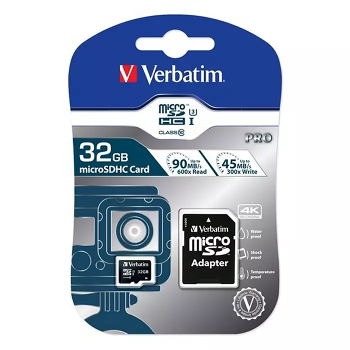 Verbatim 32 GB MicroSDHC Micro SD Card Class 10 UHS-1 U3, 47041