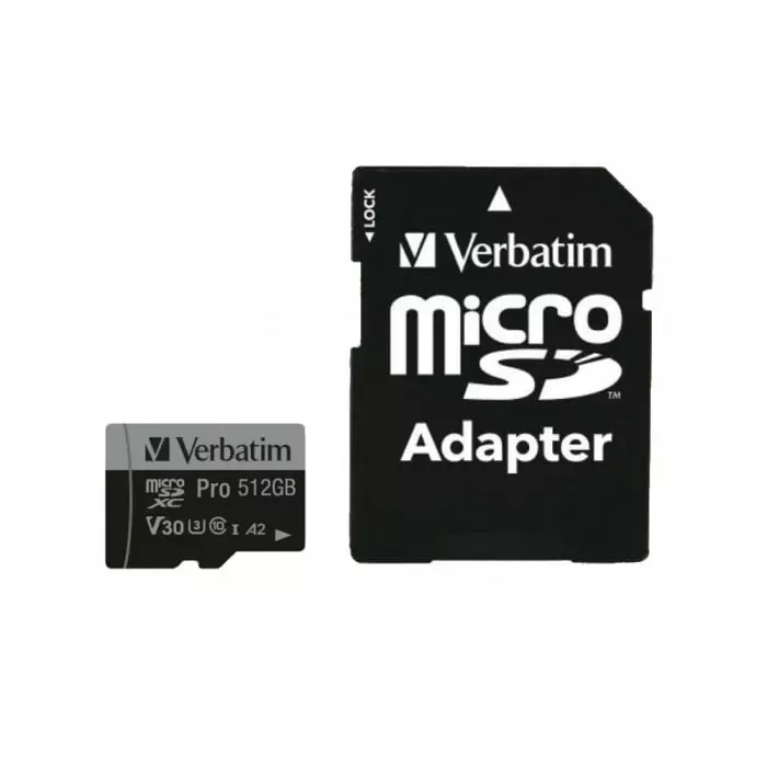 Verbatim 512 GB MicroSDHC MicroSDXC Micro SD Card UHS Speed Class 3, 47046