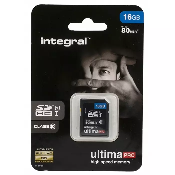 Integral Memory 16 GB SDHC SD Card Class 10 UHS-1 U1, INSDH16G10-80U1