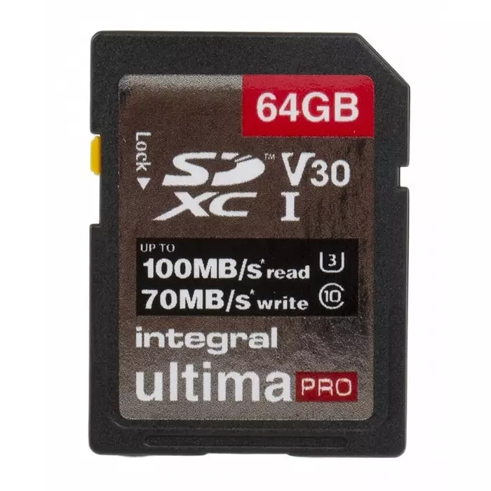 Integral Memory 64 GB SDXC SD Card Class 10 UHS-1 U3, INSDX64G-100/70V30