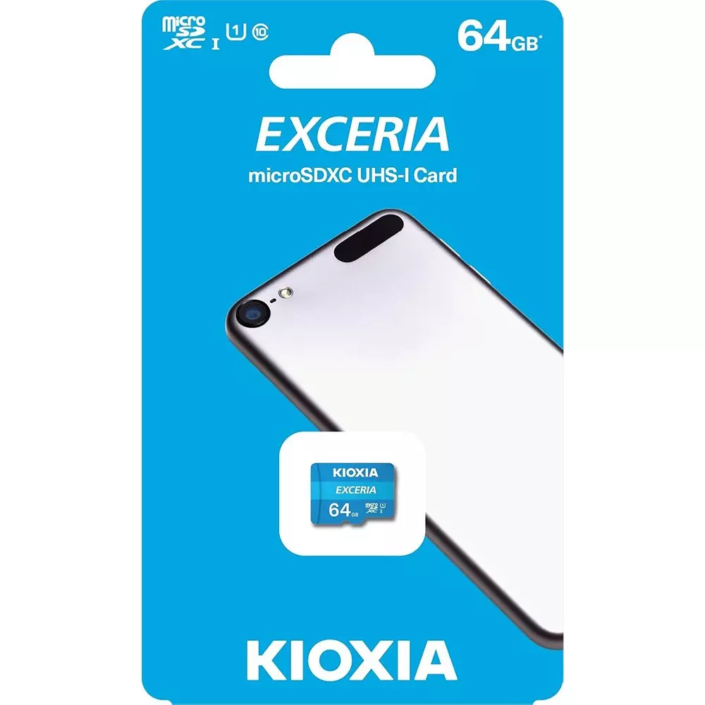 KIOXIA EXCERIA MicroSD Memory Card 64 GB Storage Up to 100 MB/s Read Speed Blue for Camera, Personal Computer, Smartphone, Tablet