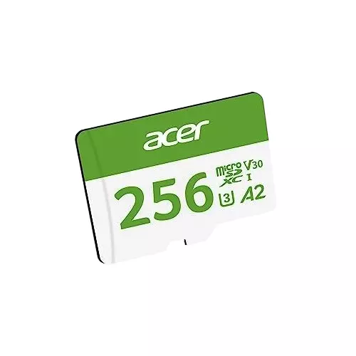 Acer 256 GB Micro SD Memory Cards 160 Mbps Read Speed Green & White, MSC300