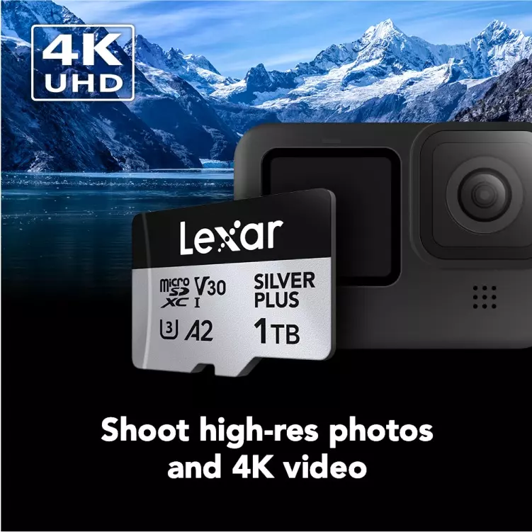 Lexar High-Performance microSDXC Memory Card 1 TB UHS-I with SD Adapter, SILVER PLUS