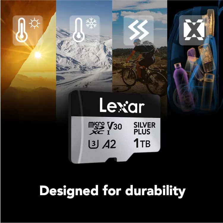 Lexar High-Performance microSDXC Memory Card 1 TB UHS-I with SD Adapter, SILVER PLUS