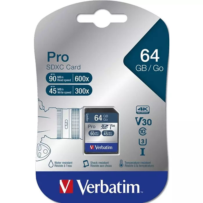 Verbatim 64 GB SDXC SD Card Class 3, 47022