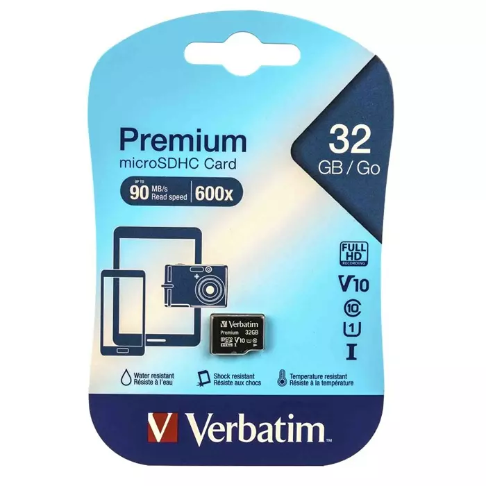 Verbatim 32 GB MicroSDHC Micro SD Card Class 10, 44013
