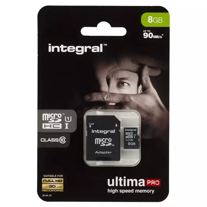 Integral Memory 8 GB MicroSDXC Micro SD Card Class 10, INMSDH8G10-90U1