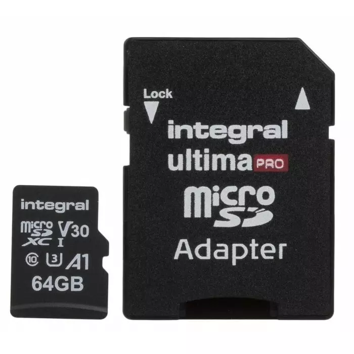 Integral Memory 64 GB MicroSDXC Micro SD Card Class 10 UHS-1 U3, INMSDX64G-100/70V30