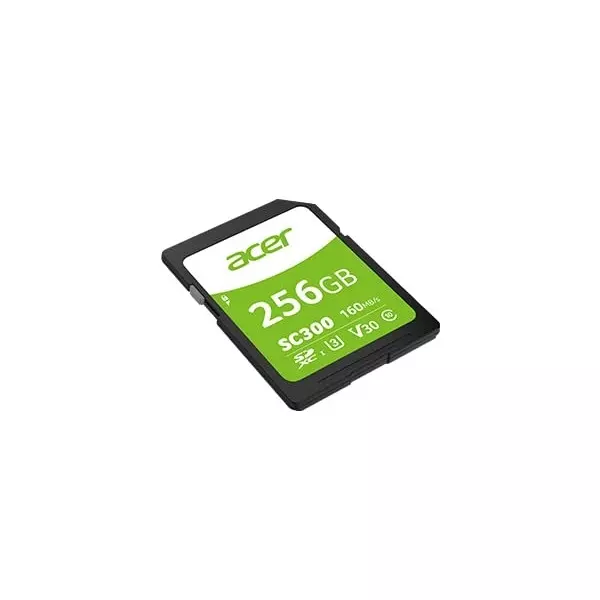 Acer 256 GB SD Card 160 Mbps Read Speed Green & White, SC300