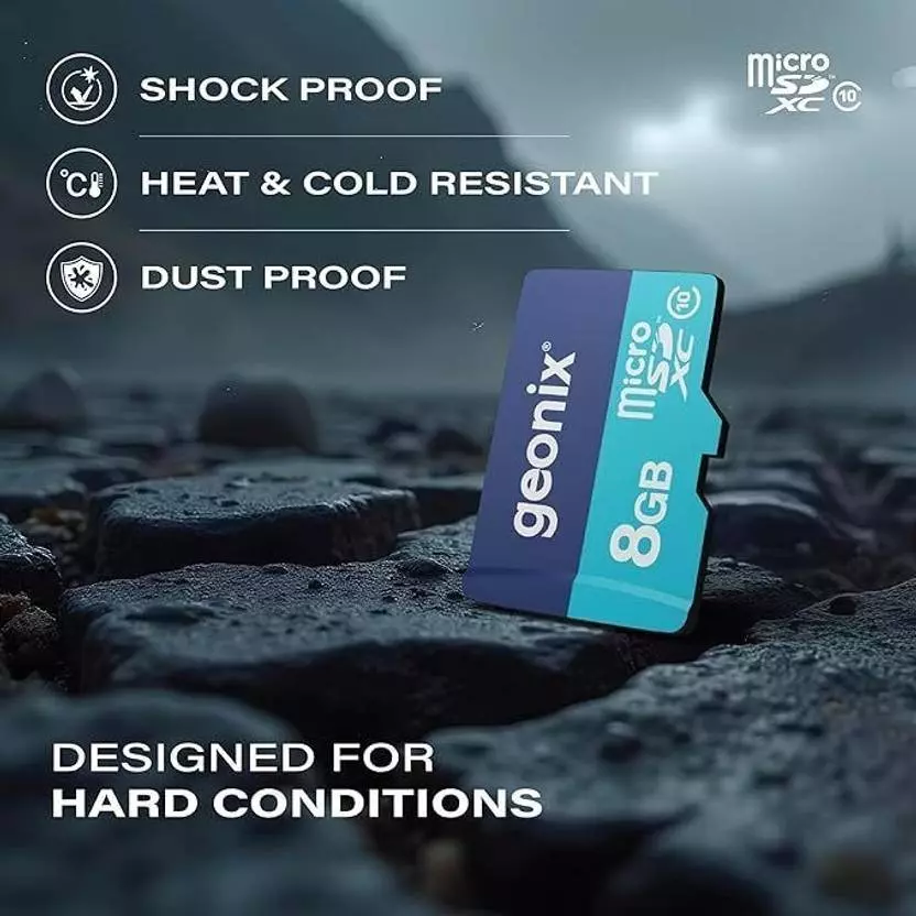 GEONIX MicroSD Card 8GB Class 10 and 150 MB/s Read Speed with 5-Year Warranty, GXNSD8GB