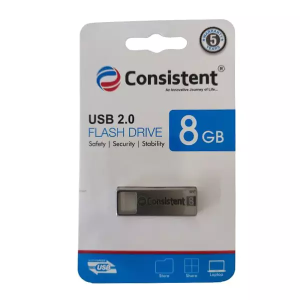 Consistent 8 GB USB 2.0 Silver Pen Drive, CTP10008