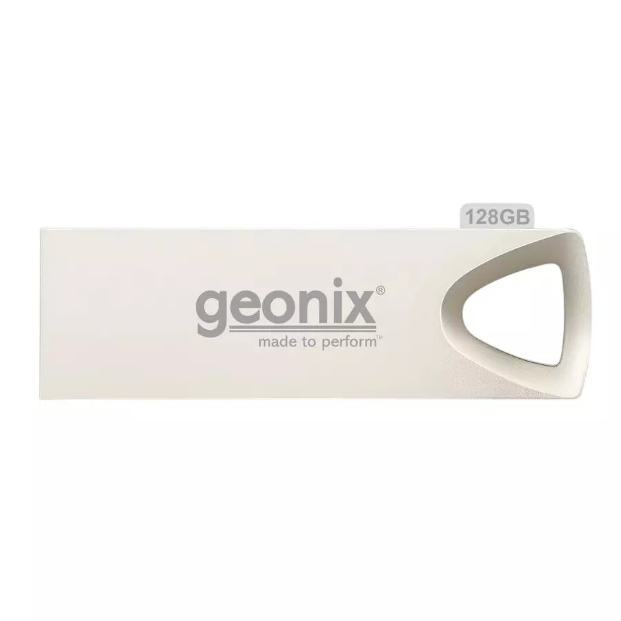 GEONIX USB 2.0 Pen Drive 128GB Flash Drive for Laptop, Desktop & TV with 5-Year Warranty Silver, GXPD128GB