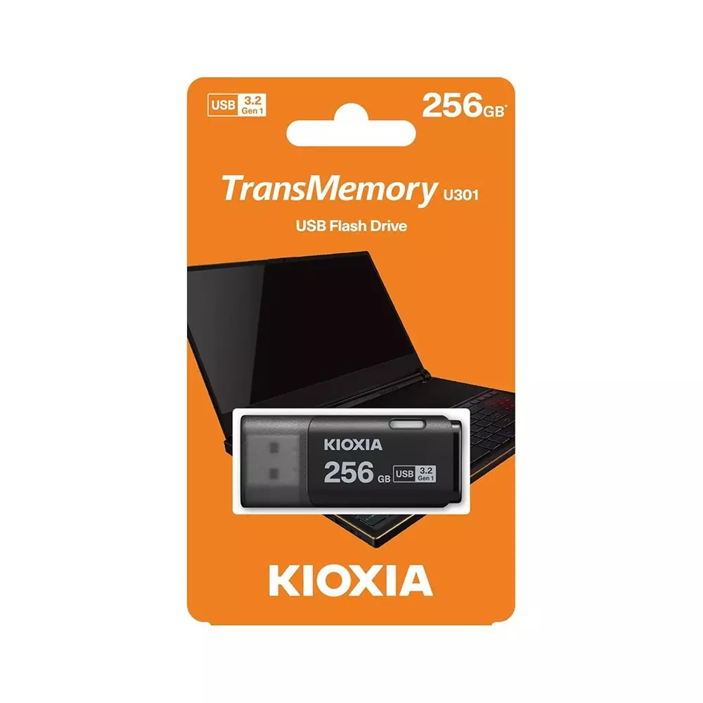 KIOXIA Flash Pen Drive 256 GB Storage USB 3.2 Black for Desktop & Laptop, U301 Black