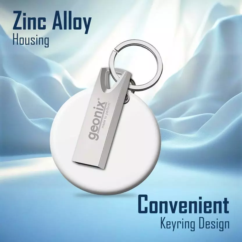 GEONIX USB 2.0 Pen Drive 16GB Flash Drive for Laptop, Desktop & TV with 5-Year Warranty Silver, GXPD16GB