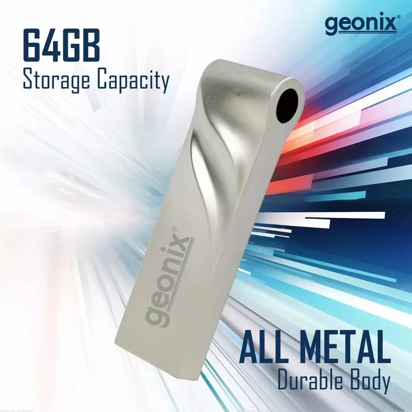 GEONIX USB 3.2 Pen Drive 64GB High-Speed Metal Body Flash Drive for Laptop Grey, GXPDU64GB