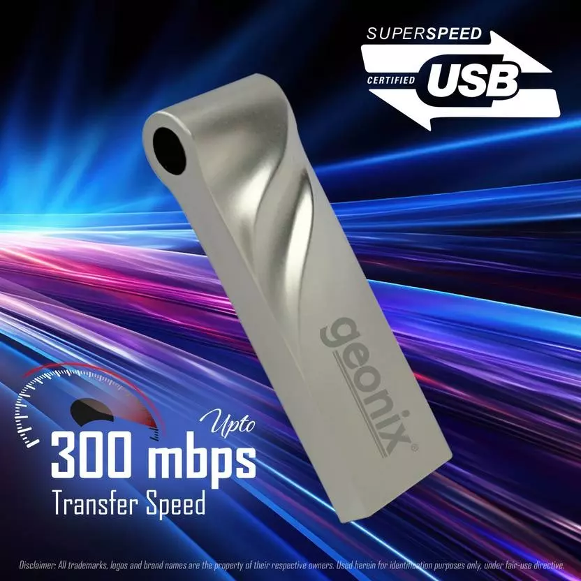 GEONIX USB 3.2 Pen Drive 128GB High-Speed Metal Body Flash Drive for Laptop Grey, GXPDU128GB