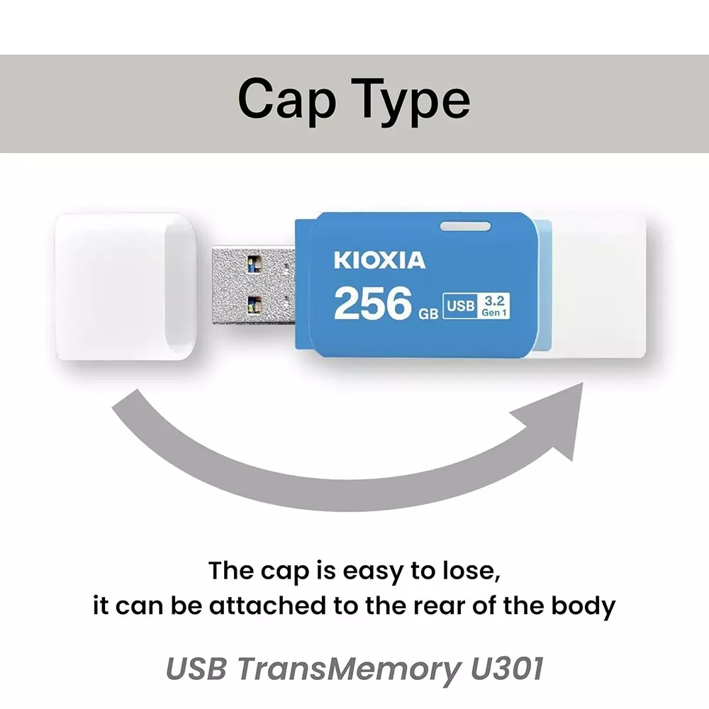 KIOXIA Flash Pan Drive 256 GB Storage USB 3.2 Blue for Desktop & Laptop, U301