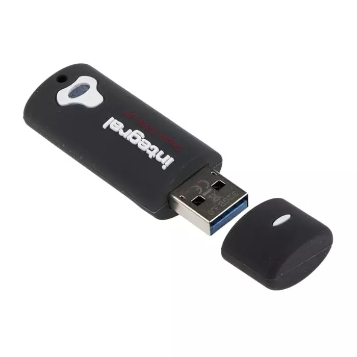 Integral Memory Crypto 64 GB USB 3.0 Hardware Encrypted Flash Drive, INFD64GCRY3.0197
