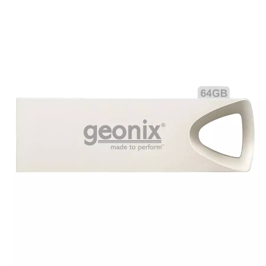 GEONIX USB 2.0 Pen Drive 64GB Metal Body Flash Drive for Laptop, Desktop & TV with 5-Year Warranty Silver, GXPD64GB