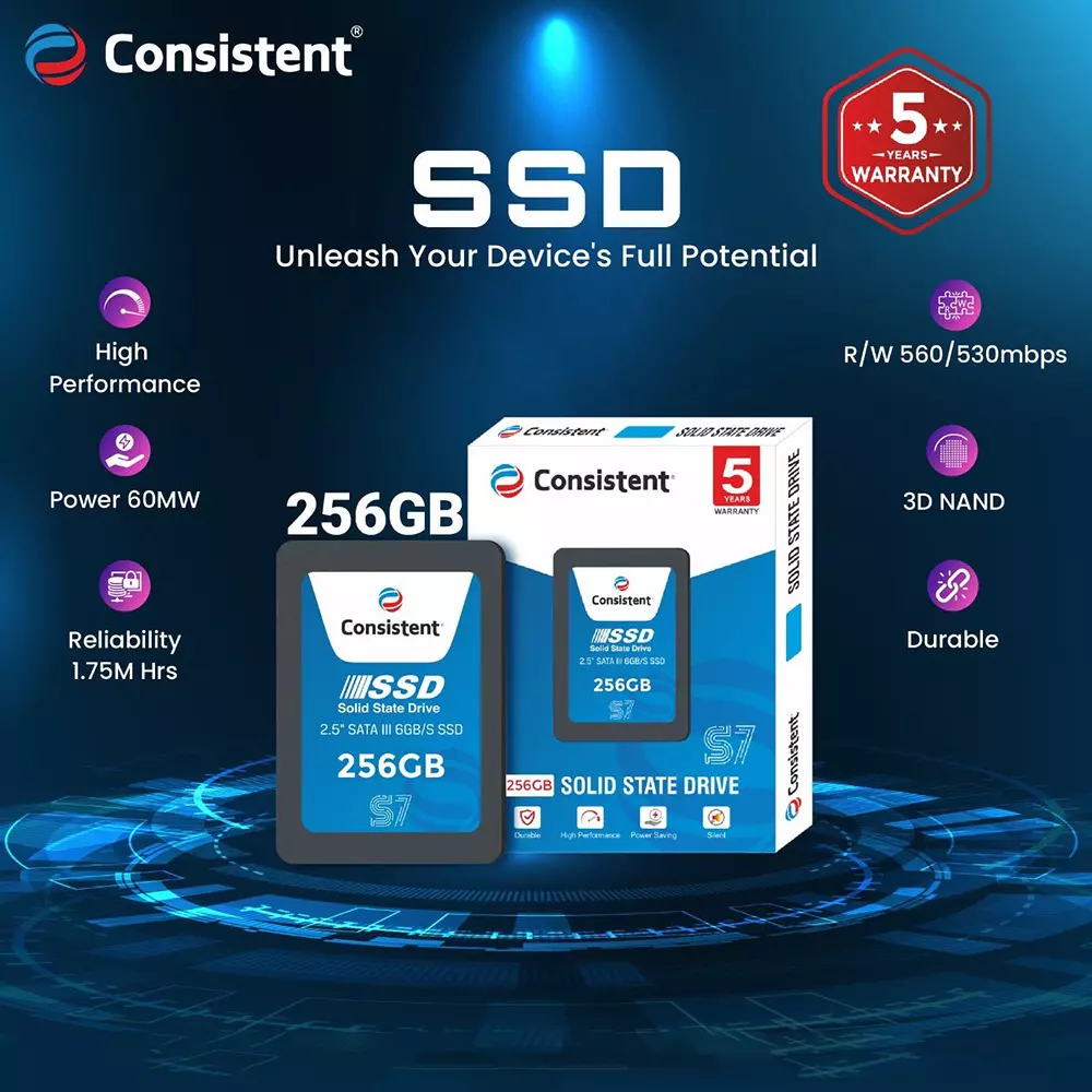 Consistent Internal SSD 2.5-inch 256 GB with SATA III 6.0 Gbps Interface