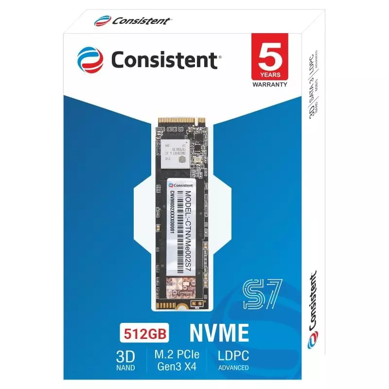 Consistent Internal SSD M.2 (2280) 512 GB with PCIe Gen 3.0 x4 NVMe Interface