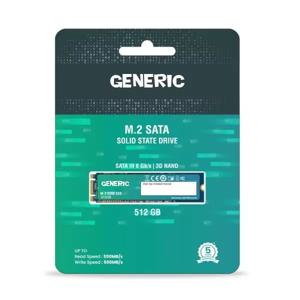 GENERIC 512 GB NVMe M.2 SSD, Internal Solid State Drive with SATA Interface