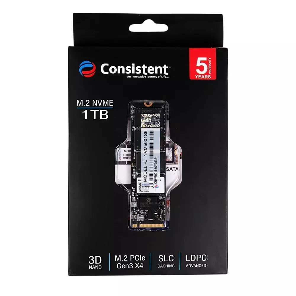 Consistent SATA Internal SSD 1 TB PCIe Gen 3.0 x4 NVMe Black